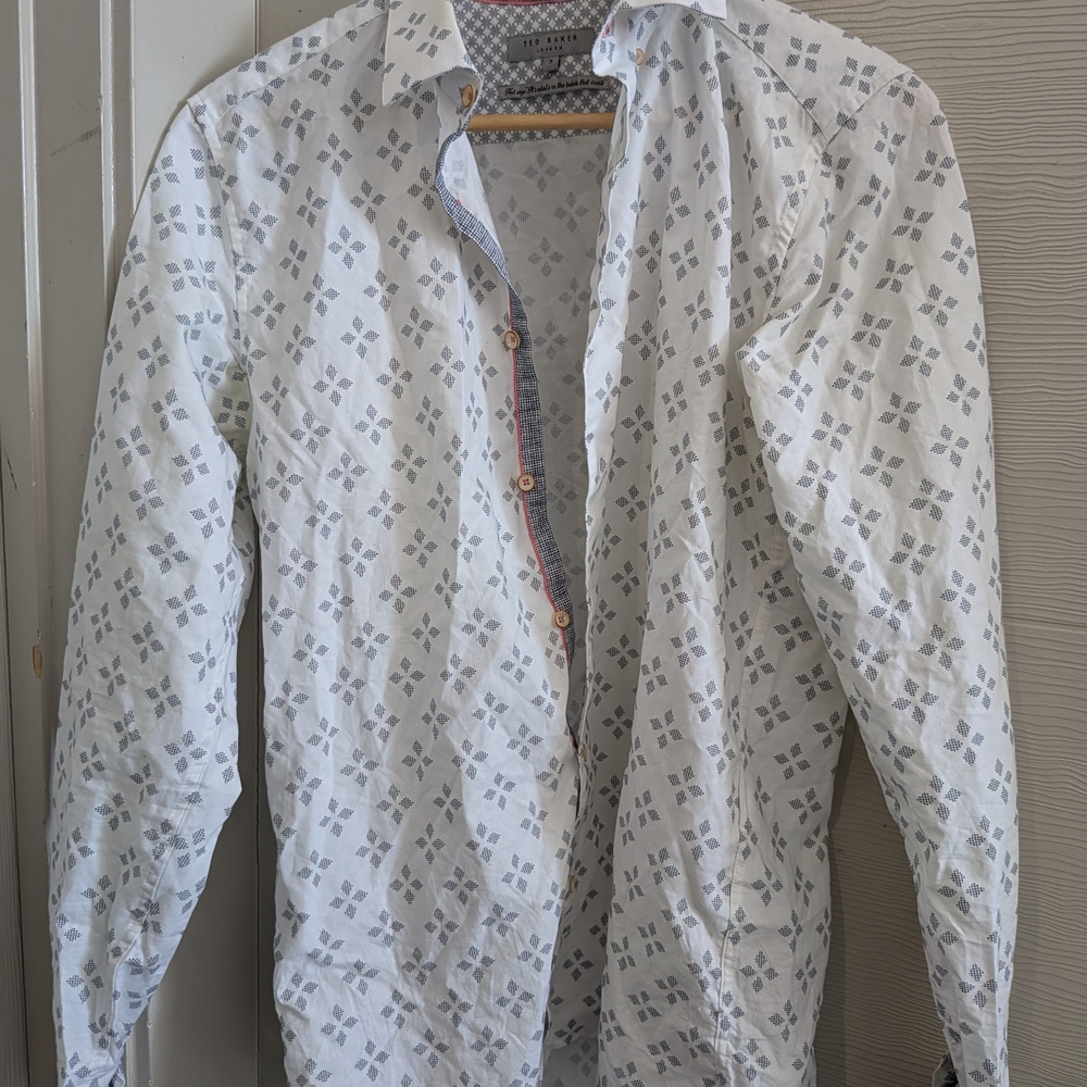Ted Baker White and Black Geometric Shirt